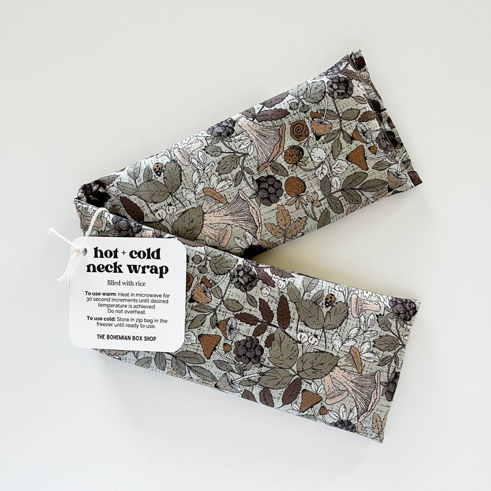 The Bohemian Box Shop - Hot & Cold Therapy Neck Wrap - Green Multi Mushrooms