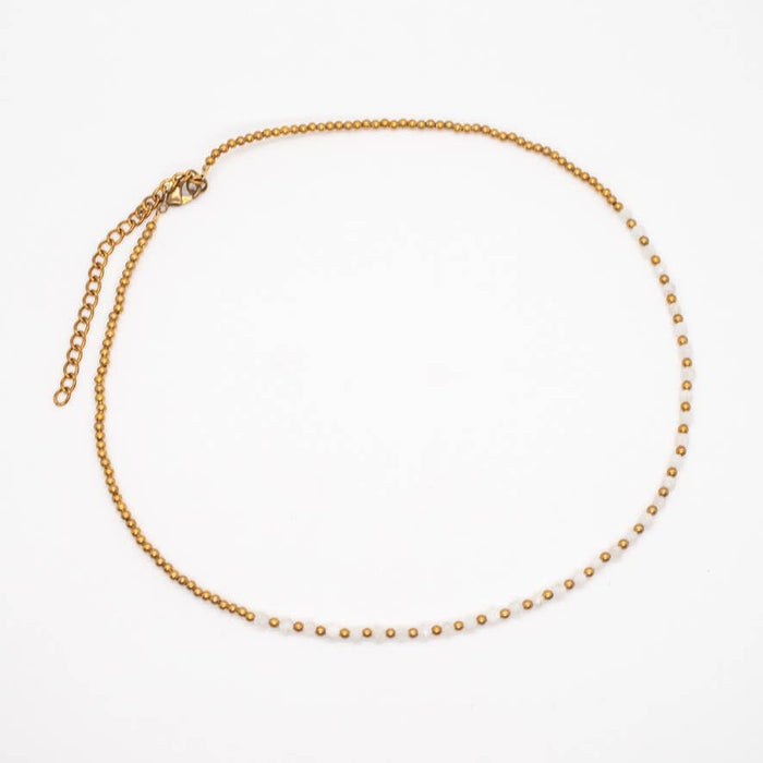 Baizaar - Simple Beaded Faceted Stone Necklace - Great for Layering!