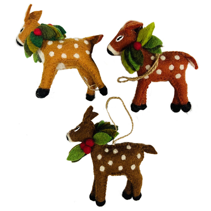 The Winding Road - Ornament - Spotted Deer Wearing Wreaths - NEW!