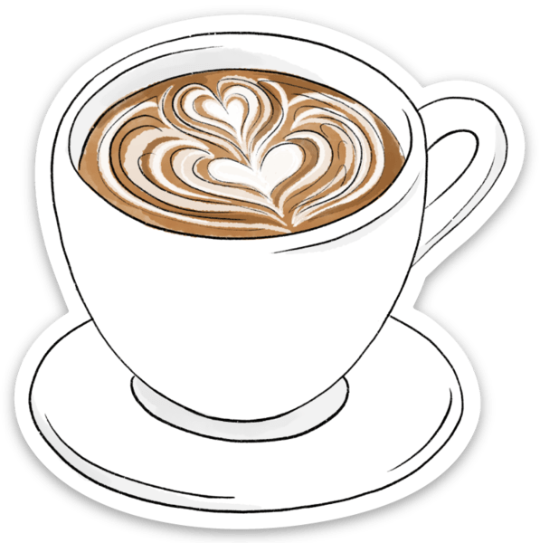 Elyse Breanne Design - Latte Art Coffee Mug Sticker 2.5x2.5in.