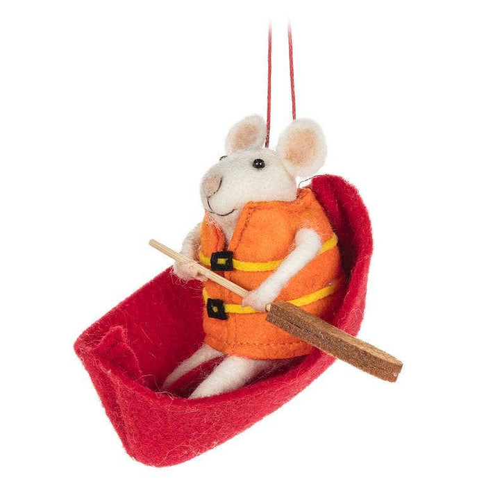 Abbott - Paddling Mouse in Canoe with Life Jacket Ornament