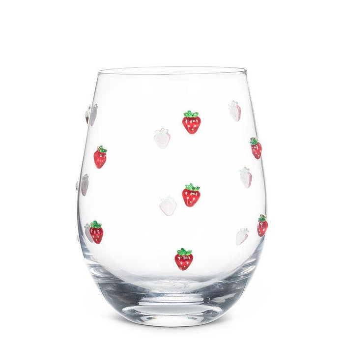 Abbott - Stemless Wine Glass with Strawberries-4.5"H(18oz)