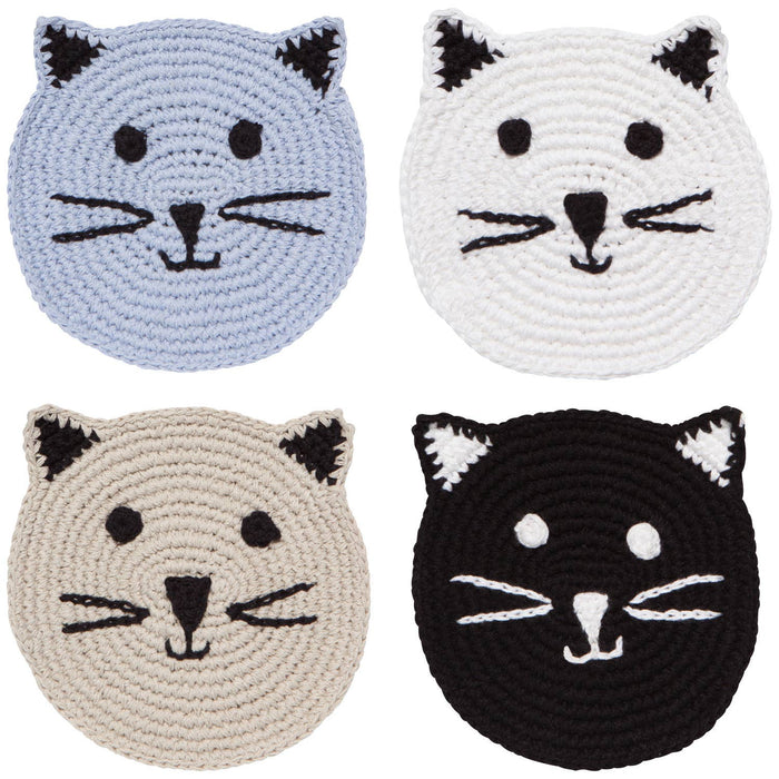 Danica Jubilee - Meow & Furever Crochet Coasters Set of 4 Assorted