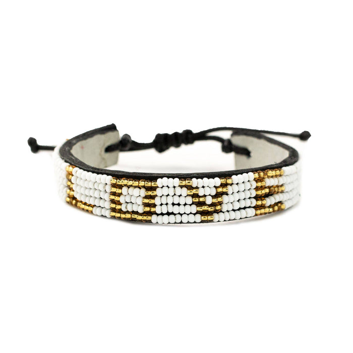 Love Is Project - LOVE Beaded Bracelet - White/ Gold