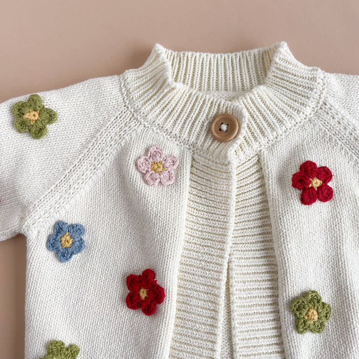 The Blueberry Hill - Cotton Flower Cardigan Color Baby Sweaters Clothing