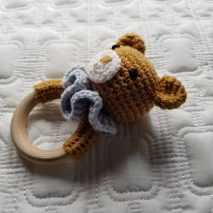 D & C TOYS - Baby Hand Crochet Rattle Toy - Bear