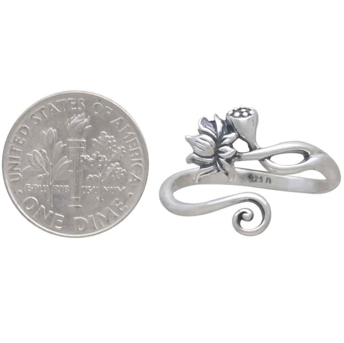 Nina Designs - Sterling Silver or Bronze Adjustable Lotus Ring