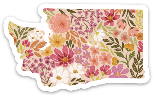 Elyse Breanne Design - Washington State Floral Sticker 3x2in.