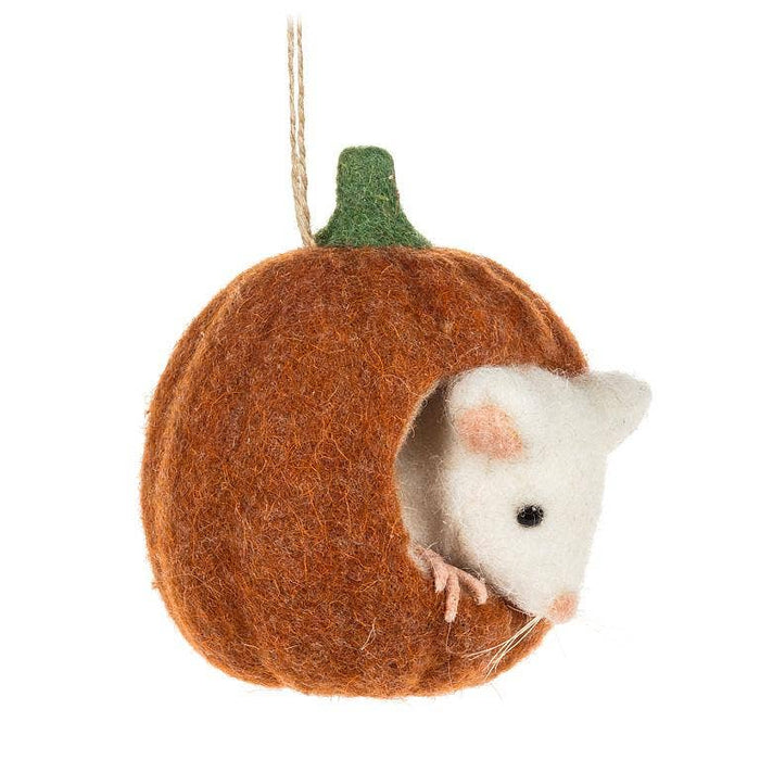 Abbott - Mouse in Small Pumpkin Ornament-4"H
