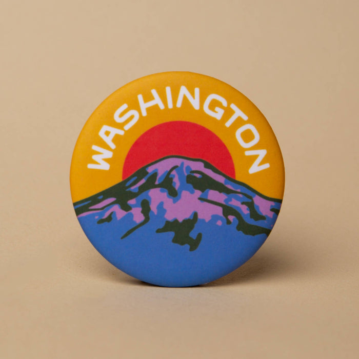 Tender Loving Empire - Mt. Rainier Washington Round Magnet (Yellow)