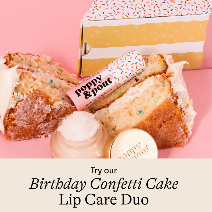 Poppy & Pout - Lip Balm, Birthday Confetti Cake, Pink