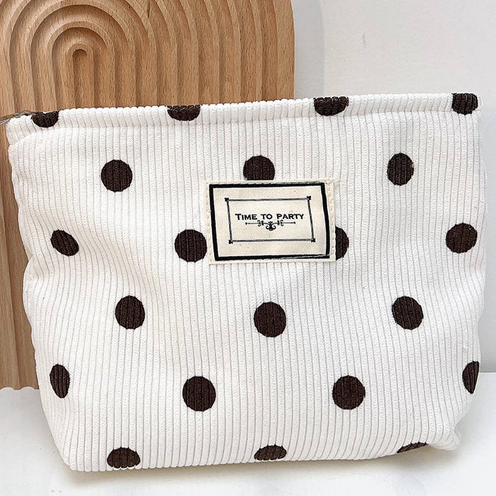 ACCITY - CORDUROY RETRO POLKA DOT MAKEUP BAG STORAGE BAG_CWAB1220