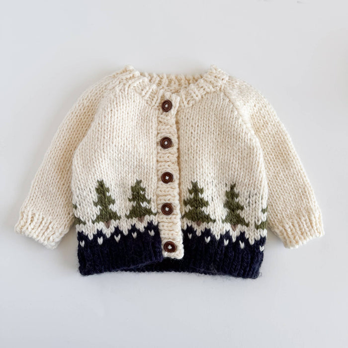 Figgy Friends - Tree Cardigan Navy Baby Kid Forest Fall Winter Apparel