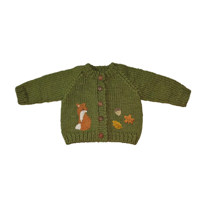 The Blueberry Hill - Fox Cardigan Woodland Baby Apparel Fall Winter Acorn Leaf