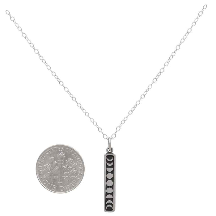 Nina Designs - Sterling Silver or Bronze Vertical Moon Phase Necklace