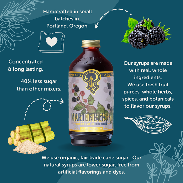 Portland Syrups - Marionberry Syrup 12oz - cocktail / mocktail beverage mixer