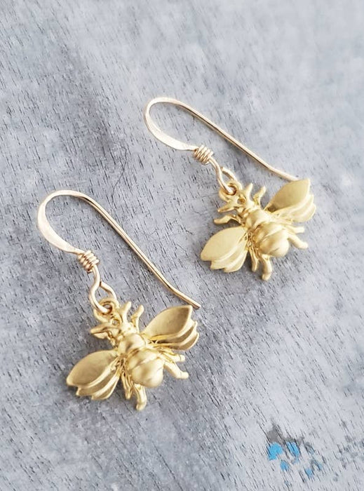 Sosie Designs - Gold Flying Bumble Bee Earrings