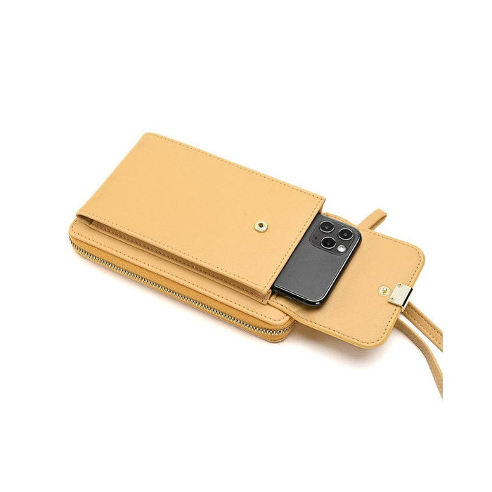 ShieldChic - Solid Color PU Leather Multifunctional Purse Mobile Phone One Shoulder Crossbody Bag