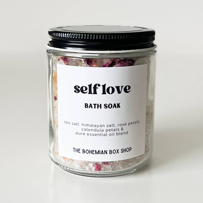 The Bohemian Box Shop - Self Love Bath Soak - 8oz Glass Jar of Bath Salts