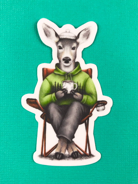 Abundance Illustration - Camping deer with coffee sticker