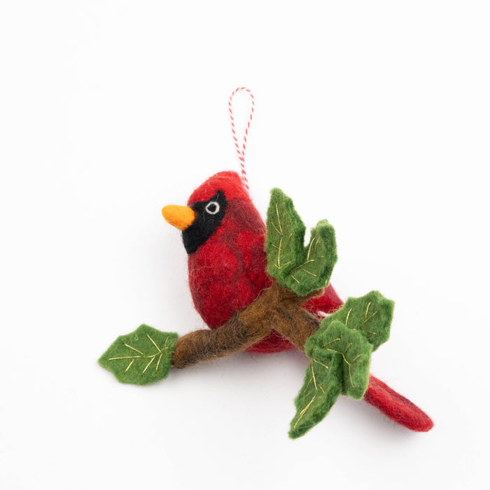 The Winding Road - Ornament - Felt Red Cardinal - NEW