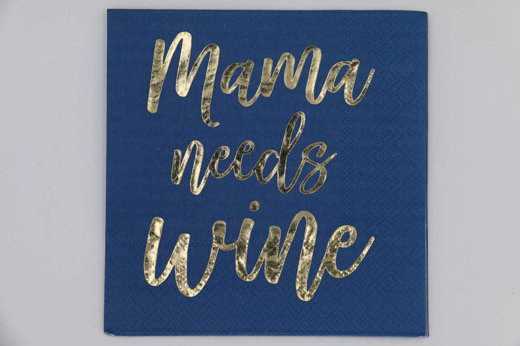 soiree-sisters - Funny Cocktail Napkins | Mama Needs Wine - Foil - 20ct