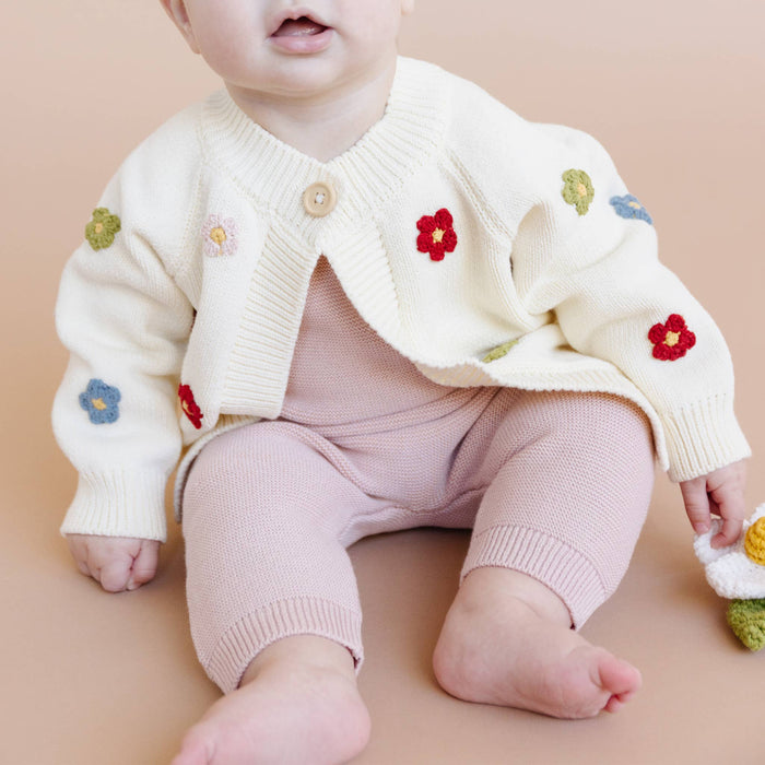 The Blueberry Hill - Cotton Flower Cardigan Color Baby Sweaters Clothing