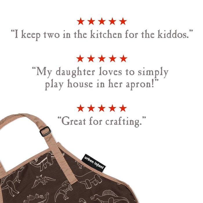 Urban Infant - Little Helper Kids Apron, Washable Cotton/Poly - Dinosaurs