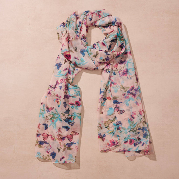 Ten Thousand Villages - Komal Floral and Butterfly Chiffon Scarf