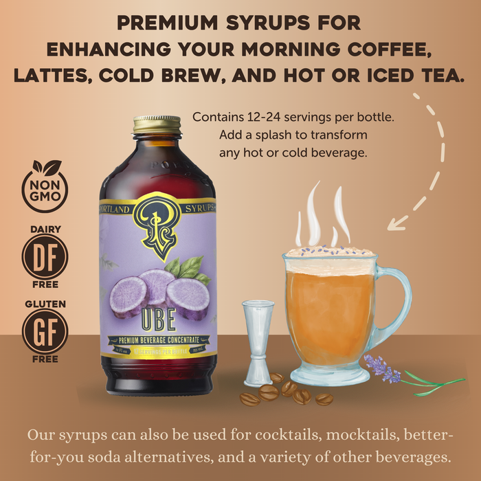 Portland Syrups - Ube Syrup 12oz - Coffee /Tea / Cocktail / Mocktail