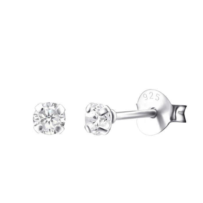 Stowaway Jewelry - Studs - Sterling Silver Round Crystal Studs