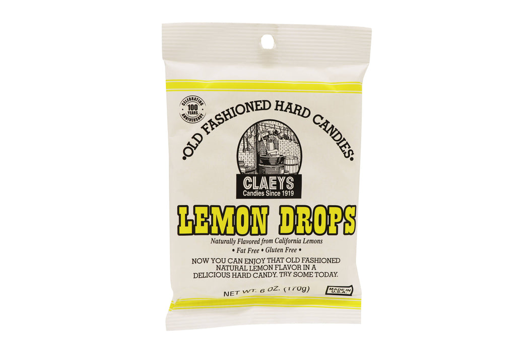Grandpa Joe's Candy Shop - Claeys Old Fashioned Hard Candies Lemon Drops, 6oz Bag 24ct