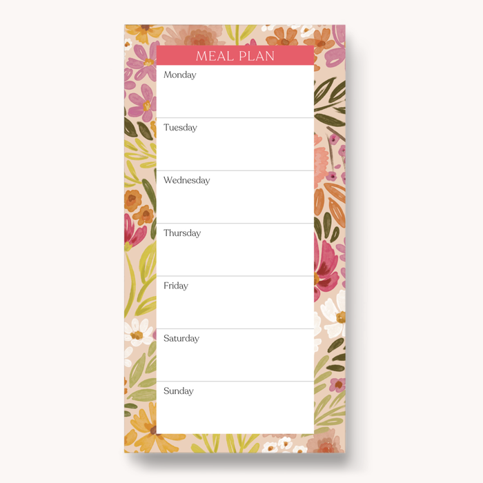 Elyse Breanne Design - Floral Magnetic Meal Plan Notepad