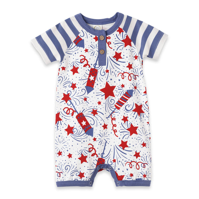 Tesa Babe Baby's Sparkly 4th of July Bamboo Shorty Romper