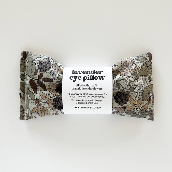 The Bohemian Box Shop - Lavender Eye Pillow - Green Multi Mushrooms