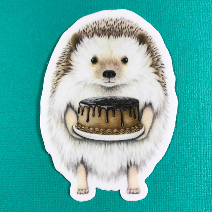 Abundance Illustration Hedgehog with Cake sticker