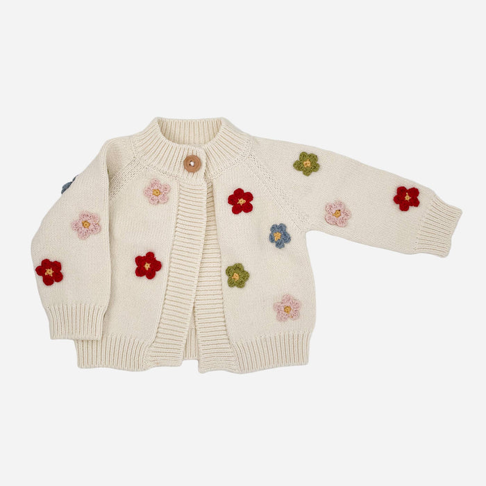 The Blueberry Hill - Cotton Flower Cardigan Color Baby Sweaters Clothing