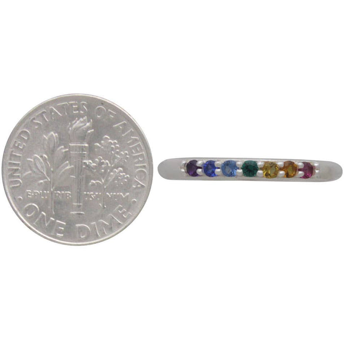 Nina Designs - Sterling Silver Rainbow Stacking Ring with Nano Gems