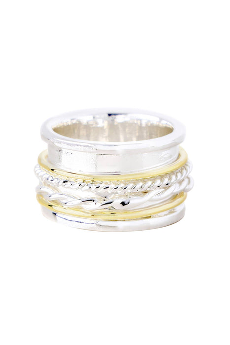 Zoey Simmons - Two Tone Woven Band Spinner Ring - SF: 9