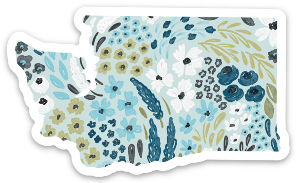 Elyse Breanne Design - Washington State Floral Sticker 3x2in.