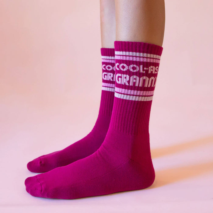 Sunshine Studios - Cool Ass Granny Striped Ribbed Crew Socks