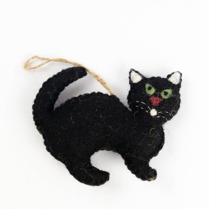 The Winding Road - Ornament - Felt Black Cats - Halloween Decor! NEW!