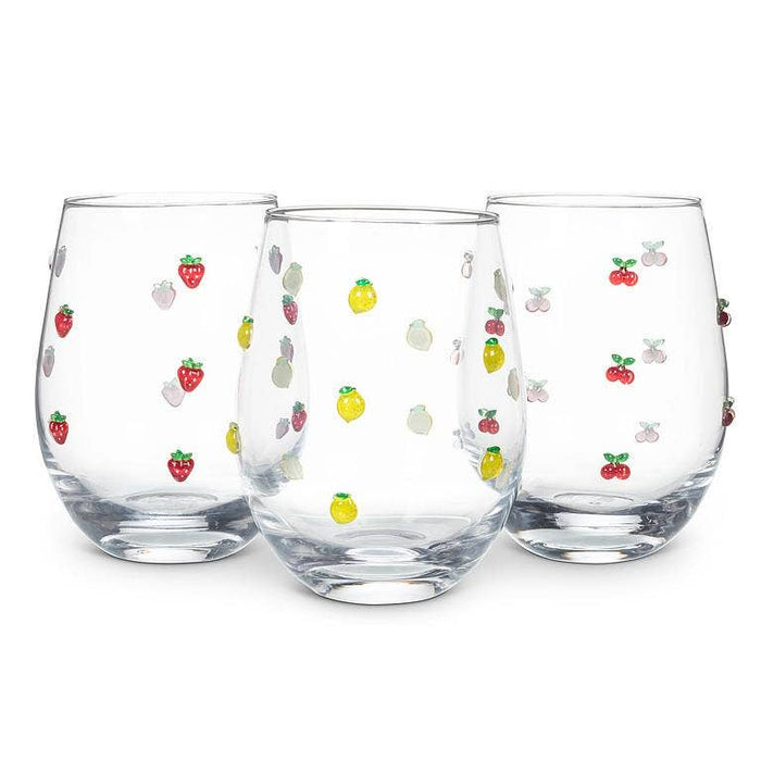 Abbott - Stemless Wine Glass with Strawberries-4.5"H(18oz)