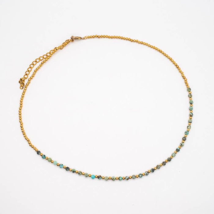Baizaar - Simple Beaded Faceted Stone Necklace - Great for Layering!