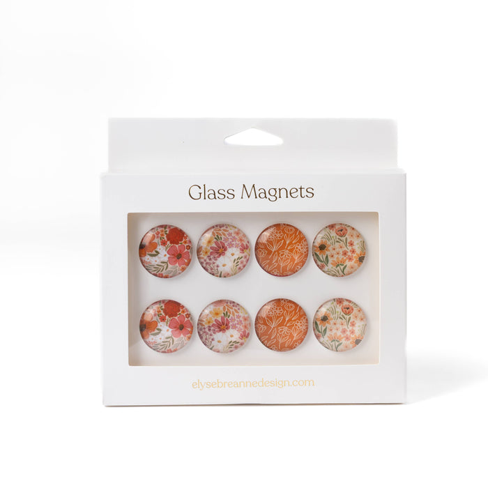 Elyse Breanne Design - Glass Magnets, Box Set of 8 Floral Magnets
