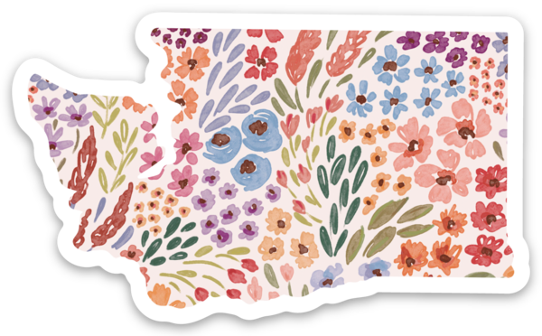 Elyse Breanne Design - Washington State Floral Sticker 3x2in.