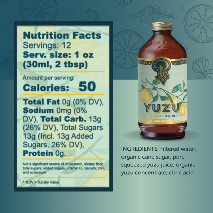 Portland Syrups - Yuzu Syrup 12oz  - cocktail / mocktail mixer