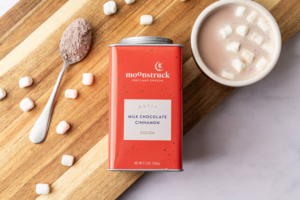 Moonstruck Chocolate Co - Nutty: Cinnamon Milk Chocolate Hot Cocoa Tin