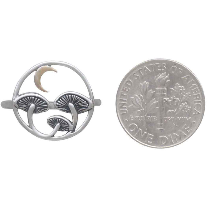 Nina Designs - Sterling Silver Mushroom Ring with Bronze Moon