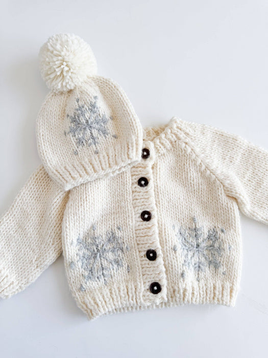 Figgy Friends - Snowflake Cardigan Baby Kid Winter Holiday Sweater Knit